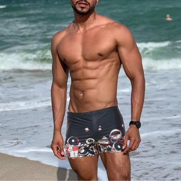 

quick- men swimming trunks briefs men's swimsuits print boxer briefs breathable beach shorts swimwear large