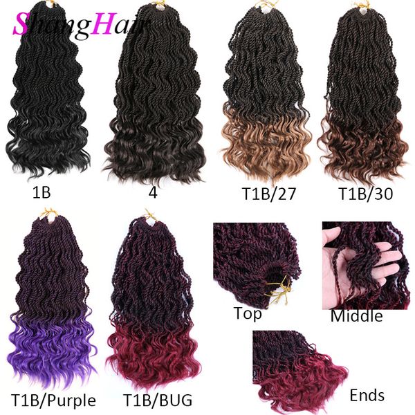 

14'' crochet twist braids ombre braiding hair synthetic senegalese braids curly ends crochet hair braids 80g/pc, Black