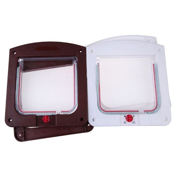 

pet cat puppy dog gates door lockable safe flap door pet safety products lock suitable for any wall or doors white brown colors kennels pe