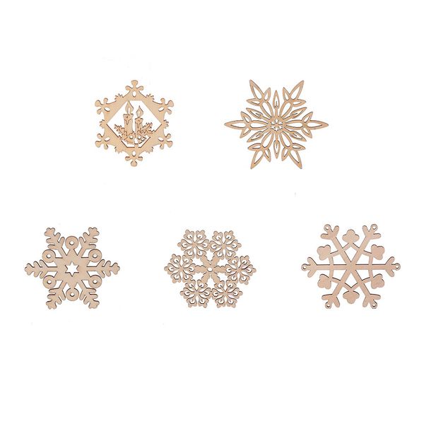 

10шт вырезают деревянные снежинки рождественская елка висит кулон украшение новый год