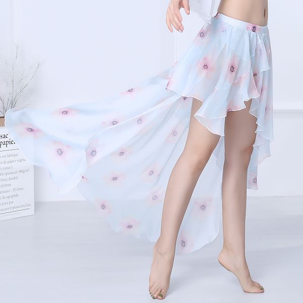 

bellydance skirt half skirt women new training suit bottom dress package chiffon printed hip scarf big swing, Black;red