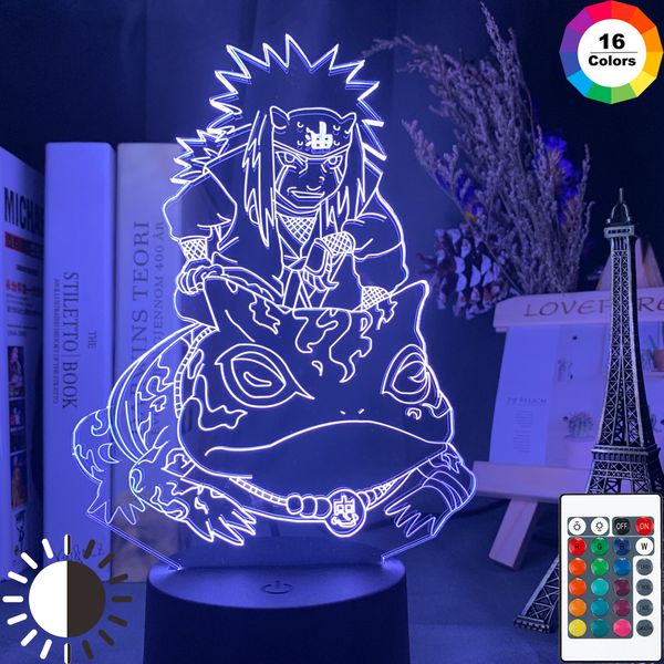 

japanese manga led 3d night light jiraiya figure christmas gift for kids child bedroom decoration lighting table 3d lamp bedside