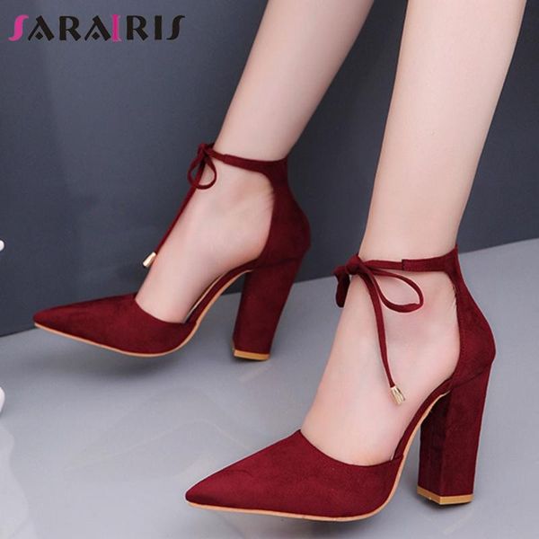 

sarairis big size 35-43 new ins ladies party sandals thick high heels sandals women fashion summer shoes woman, Black