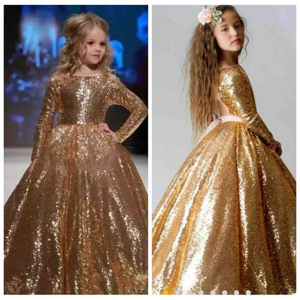 

custom made golden simple sequined floor length flower girl dresses for party girls zipper pageant dresses, Red;yellow