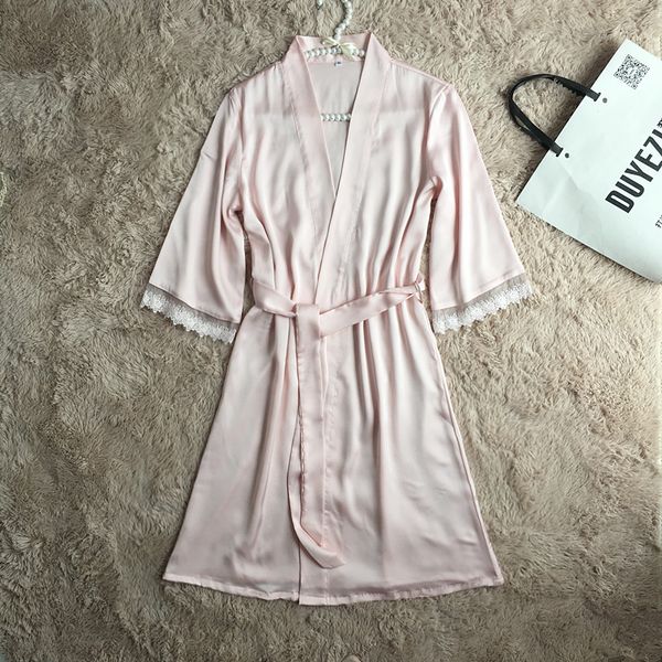

women's sleepwear 2021 robes bridesmaids wedding kimono bathrobes lace satin  l xl xxl big size female nightwear nighties, Black;red