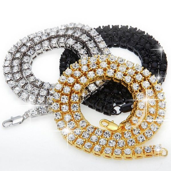 

2020 punk hiphop rhinestone tennis chain necklace men women silver gold iced out chain link necklace mens jewelry drop shipping