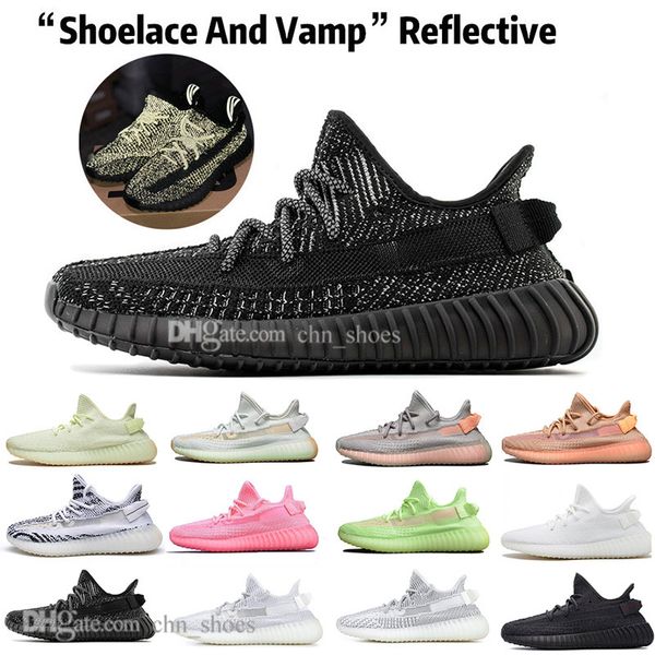 

kanye west clay v2 black static reflective rainbow discoloration mens running shoes hyperspace true form men sport designer sneakers trainer