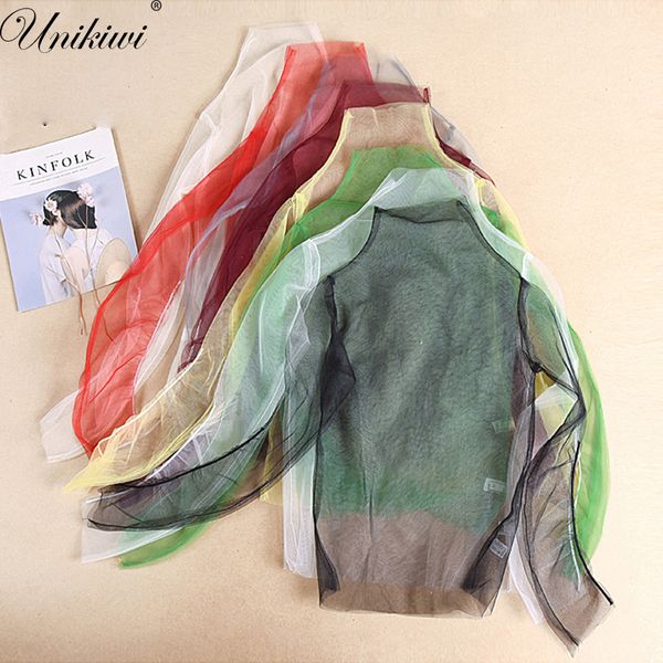 

women long sleeve candy colors t shirt see through transparent mesh ladies streetwear turtleneck t-shirts tee beach .xl, White