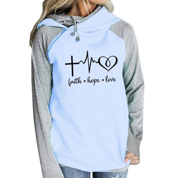 

hoodies for women zipper decoration faith hope love letters print hoodies women sweatshirt femmes harajuku corduroy casual, Black