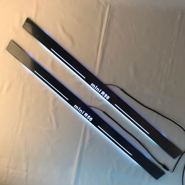

acrylic door sill plate strip with led decorative welcome light moving door scuff for mini r56