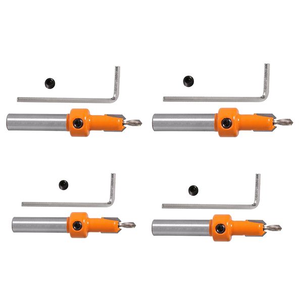 

4x alloy countersink drill bits 8mm shank wrenches set woodworking tools