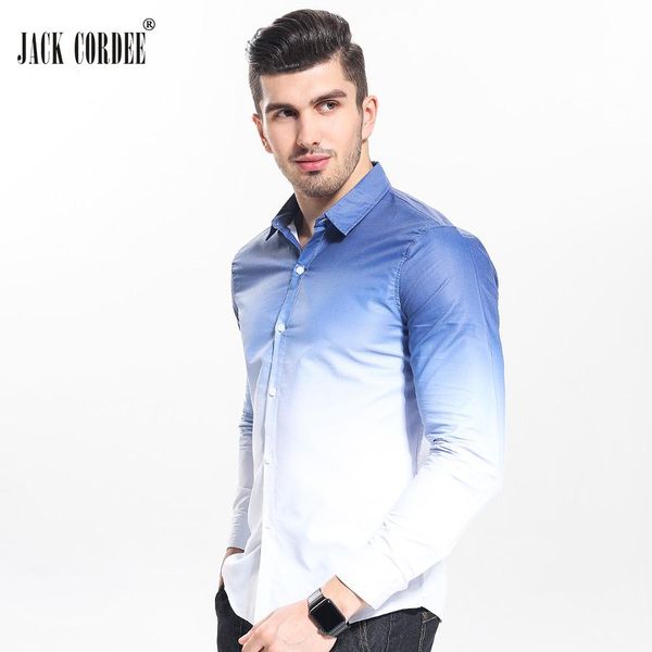 

wholesale-jack cordee brand 2017 fashion men shirt white gradient design slim fit shirt men casual long sleeve dress shirts clothing