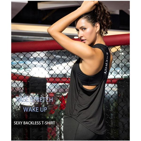 

gym clothing women sleeveless sports vest yoga tank racer back elastic fitness running singlet vests breathable casual loose fit, White;black