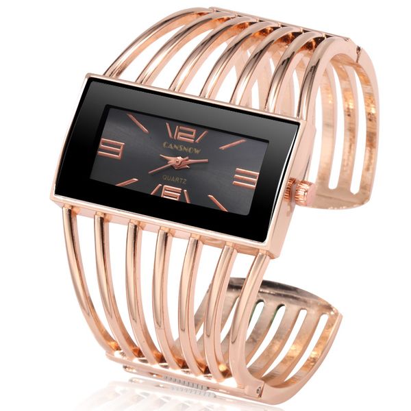 

women rose gold bangle bracelet 2019 new luxury ladies rectangle dress quartz watches clock bayankolsaati, Slivery;brown