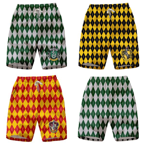 

harry potter mens shorts 3 styles plaid beach shorts magic school gryffindor slytherin style designer mens quick-drying short pants jy824, Black