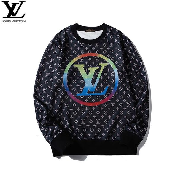

2019 men and women lvwinter new fashion sports sweater printing short-sleeved embroidered cotton men's sweater -17, Black