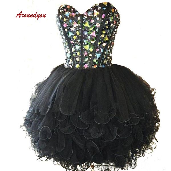 

luxury black short homecoming dresses plus size mini semi formal graduation cocktail prom party dresses, White;black