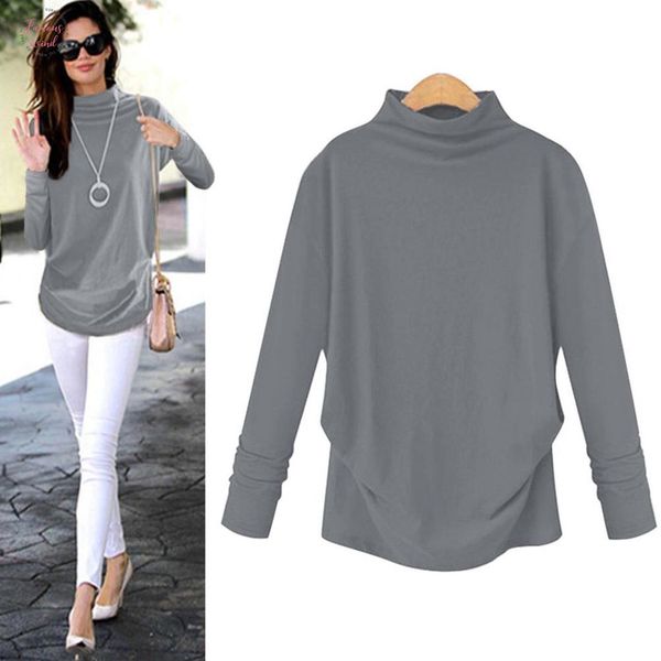 

футболка женщины водолазка с длинным рукавом хлопок рубашки твердая повседневный top плюс размер женщины лето женский футболки harajuku, White