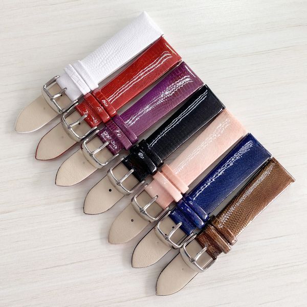 

12mm-22mm fashion pink watchbands women watch accessories leather watch strap bright bracelet for brand band, Black;brown