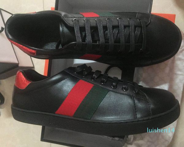 

bee nenw designer shoes white tiger snake dragon ace embroidered mens & women genuine leather designer sneakers casual shoesl14, Black