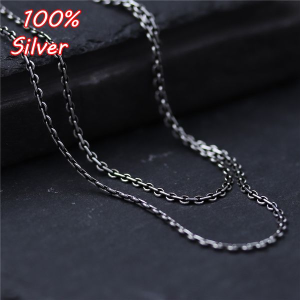 

classic basic chain 925 sterling silver retro cross chain thai silver jewelry for men and women necklace long clavicle, Blue;slivery