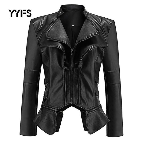 

gothic faux leather pu jacket women motorcycle jacket black faux leather coats winter autumn fashion outerwear 2019 coat hot