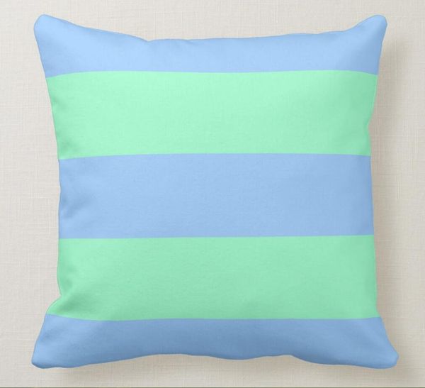 Throw Pillow Case Periwinkle And Mint Green Stripes Square Sofa