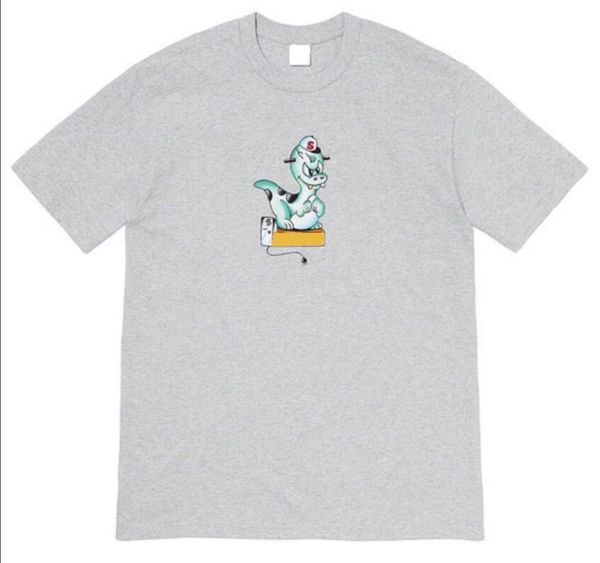 

20ss динозавр printed tee men конструктора тавра коробки симпатичные тенниска лета женщин пара престижное с коротким рукавом одежда casual h, White;black