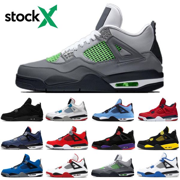 

air jordan retro jumpman 4 4s black cat men basketball shoes cactus jack bred loyal mens trainers sports sneakers size 7-13