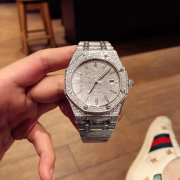 

tw luxury men's diamond watch luxury mens watches automatic mechanical foldable strap all hand inlaid 41mm designer watch luxury watch, Slivery;brown