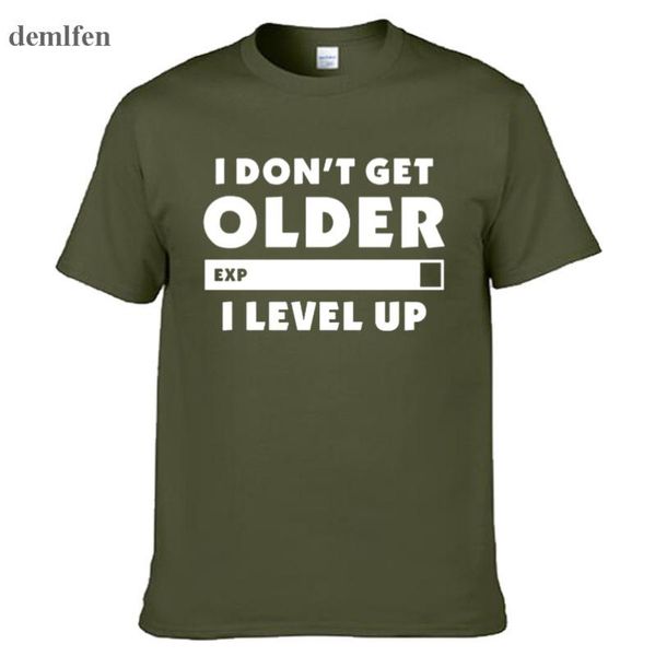 

fashion i don't get older i level up t-shirt gamers gaming birthday christmas gift men women short sleeve o neck cotton t shirts, White;black