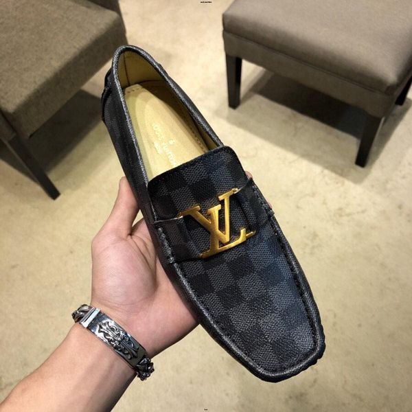

19ss из натуральной кожи мужчины повседневная обувь роскошные бренды мужские мокасины мокасины дышащий скольжению на черном движущие обувь п, Black