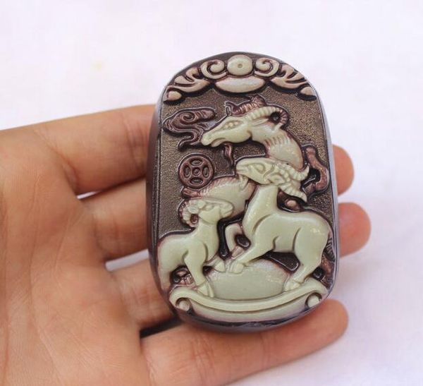 

фабрика прямой природный гуйчжоу фиолетовый халат нефрит три овцы открытый тайский нефрит ручной кусок 2016 талисман, Silver