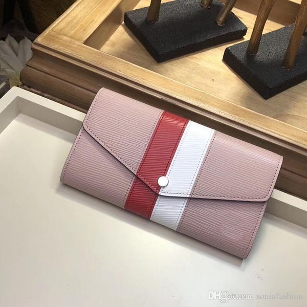 

2019 new sell fashion woman wallet designer genuine leather lady long wallet for cash card coin woman wallet, Red;black