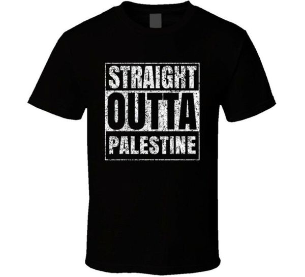 

straight outta palestine distressed look city grunge cool t shirt, White;black