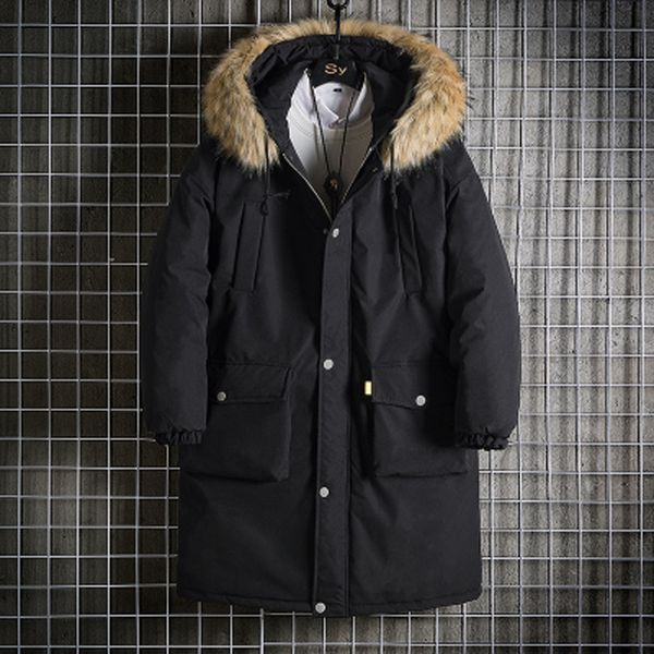 

new fashion men's winter casual solid color hooded warm cotton clothing coat hooded outwear warm coat brand clothing 10.8, Black