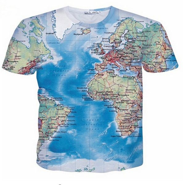 

designer sea map 3d t shirt new fashion tide mens tshirt mens ocean printed t-shirt brand slim fit elastic tee tshirt top, White;black