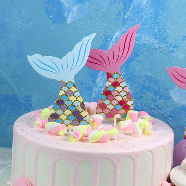 

3pcs mermaid tail party cake er birthday decor diy cupcake er supplies