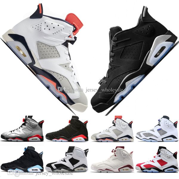 

2019 infrared bred 6 6s mens basketball shoes 3m reflective flint sport blue black cat low chrome men sneakers designer trainers size 7-13