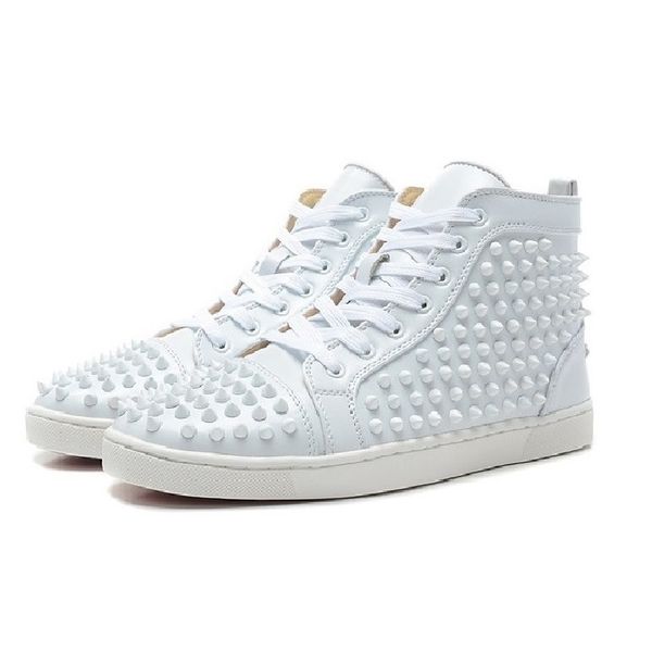 

r shoes spike brand studded spikes flats shoes red bottom shoes for men and women party lovers genuine leather sneakers 35-46, Black