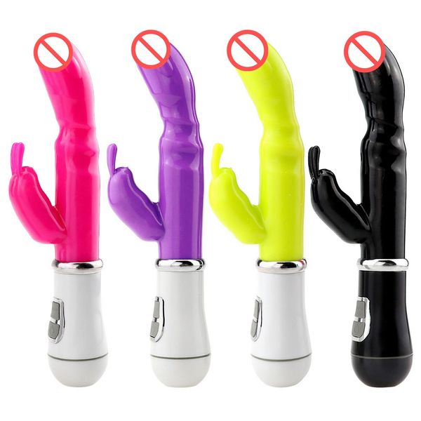 Çift Titreşim G noktası vibratör Dildo Tavşan Vibratör G noktası Masaj Kadın Masturbator vibratör Seks Oyuncakları J1124