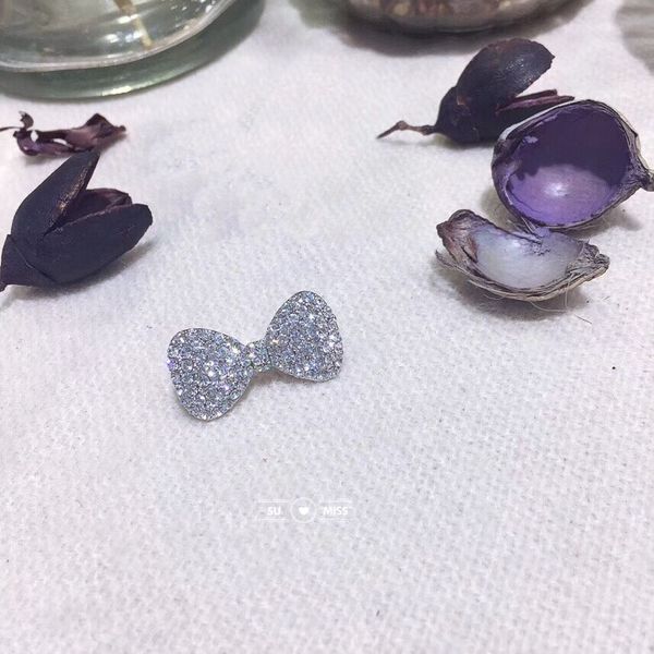 

new arrival fashion bow brooches for women rhinestone small style brooch pin summer gift jewelry coat dress accessories, Gray