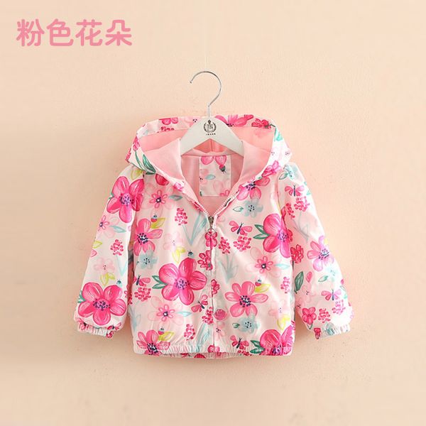

2020 spring and autumn new baby girls cotton long sleeves coat kids cartoon printing flowers jacket children's clothing 1-6years, Blue;gray