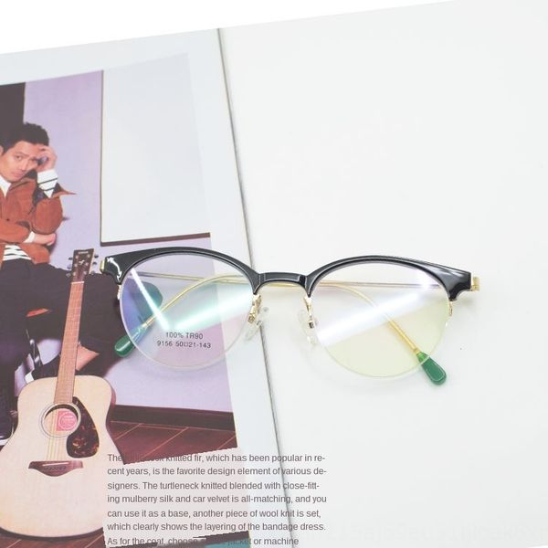 

ultra light tr90 round half frame glasses frame fashionable men's and women's personalized glasses, Silver