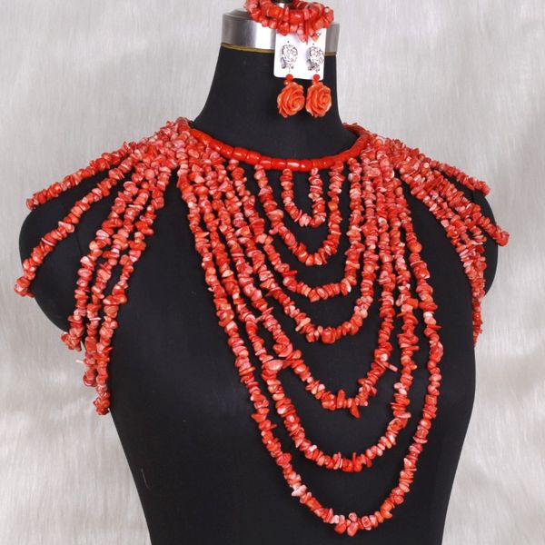 

dudo edo african bridal jewelry set scarf size us 8 nature coral beads handmade jewellery set for nigerian weddings women, Silver
