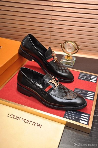 

20ss new luxury men bussiness dress loafers shoes slip on dandelion sneaker red bottom oxford male leisure fashion genuine leather flat ye3, Black