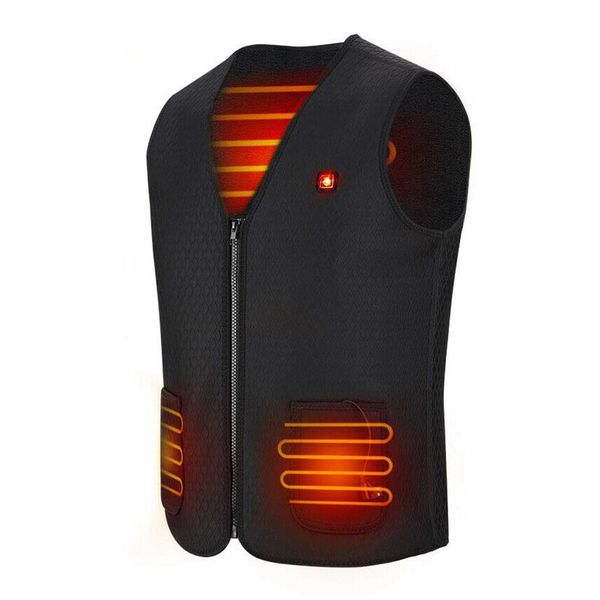 

new men women outdoor usb infrared heating vest flexible electric thermal winter warm jacket clothing for sports hiking riding, Black