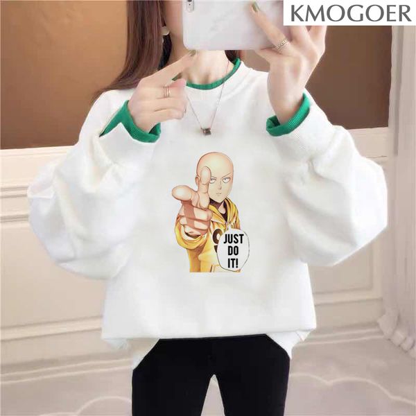 

saitama one punch man funny casual women tee pullover long sleeve winter women pullover cool hoodie loose white hoodies, Black