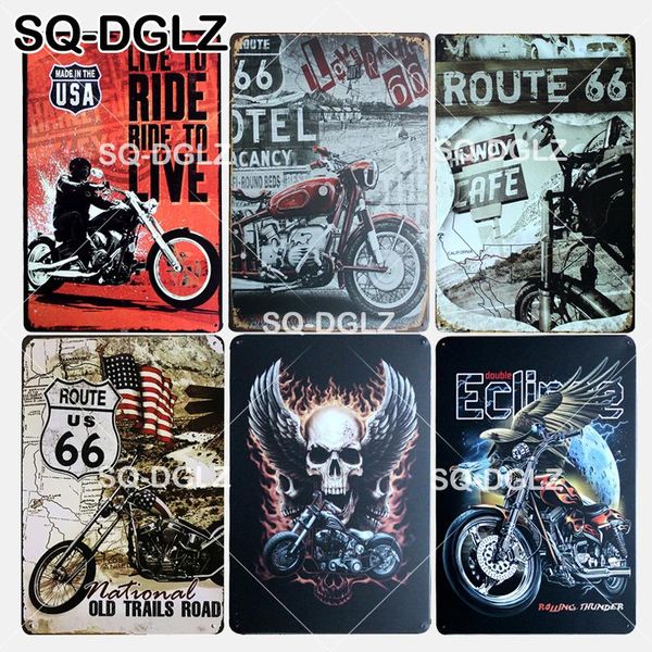 

sq-dglz] new route 66 tin sign cool motel metal crafts riding painting plaques art poster