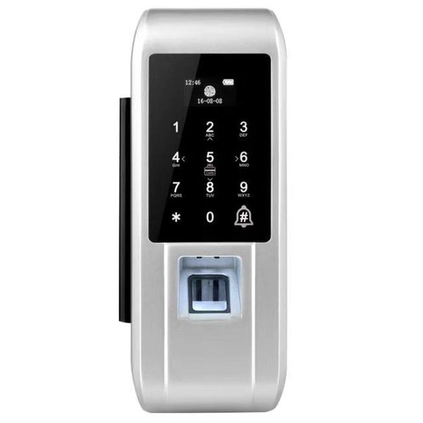 Fingerabdruck-Smart-Türschloss, Passwort, APP-Entsperrung für Glastür – Silber